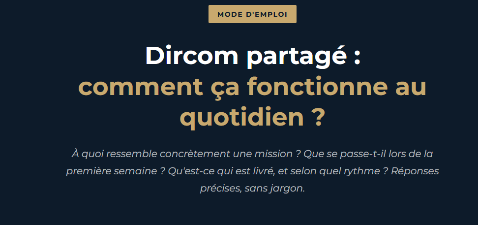 Dircom partagé — mode d'emploi d'une mission au quotidien